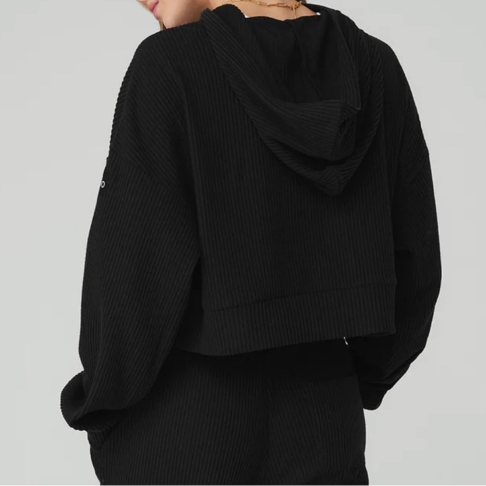 Alo Yoga Muse Black Cropped Hoodie S - Picture 3 of 10